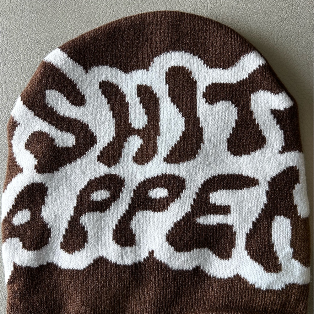 Sh*t Happens Brown and White Winter Beanie Hat
